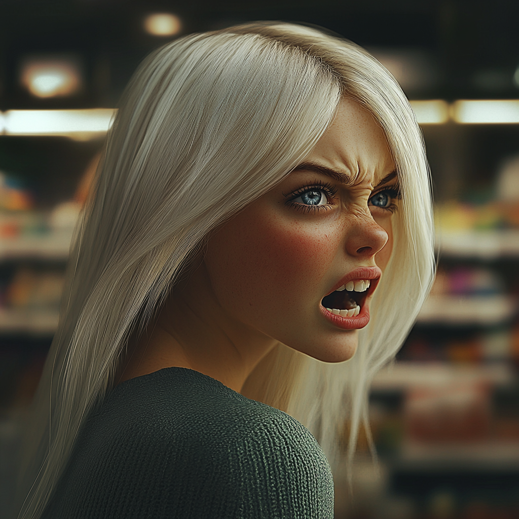 A furious woman yelling | Source: Midjourney