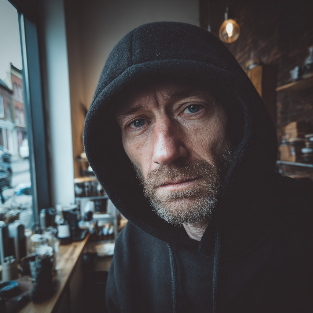 Zbliżenie zniedołężniałego mężczyzny | Źródło: Midjourney