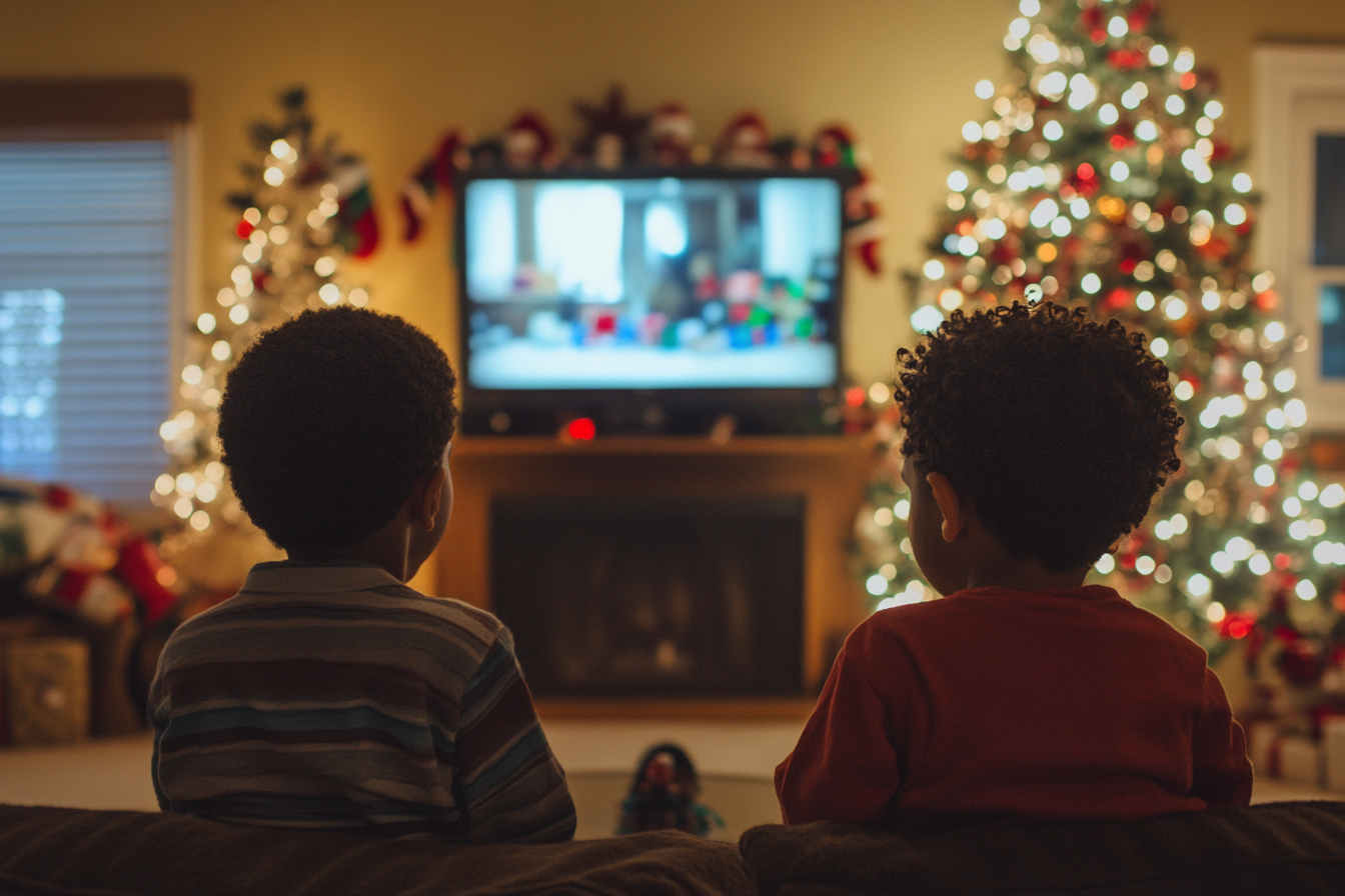 Boys in front of the television | Source: Midjourney