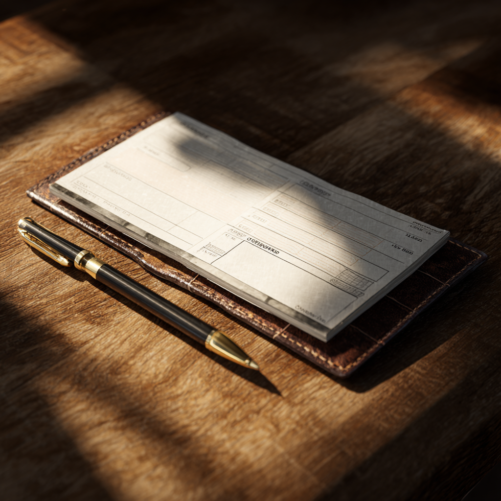 A pen beside a checkbook | Source: Midjourney