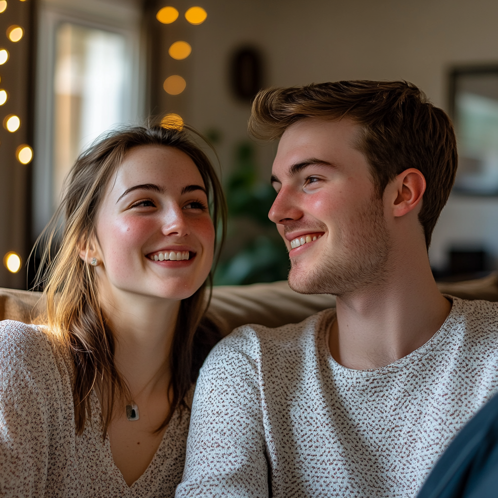 A happy couple in their new home | Source: Midjourney