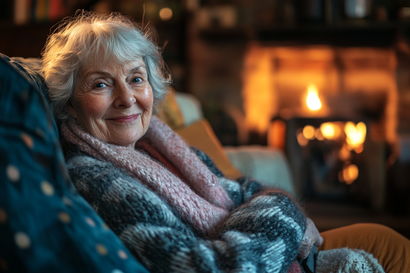 An elderly woman sitting in an armchair | Source: Midjourney