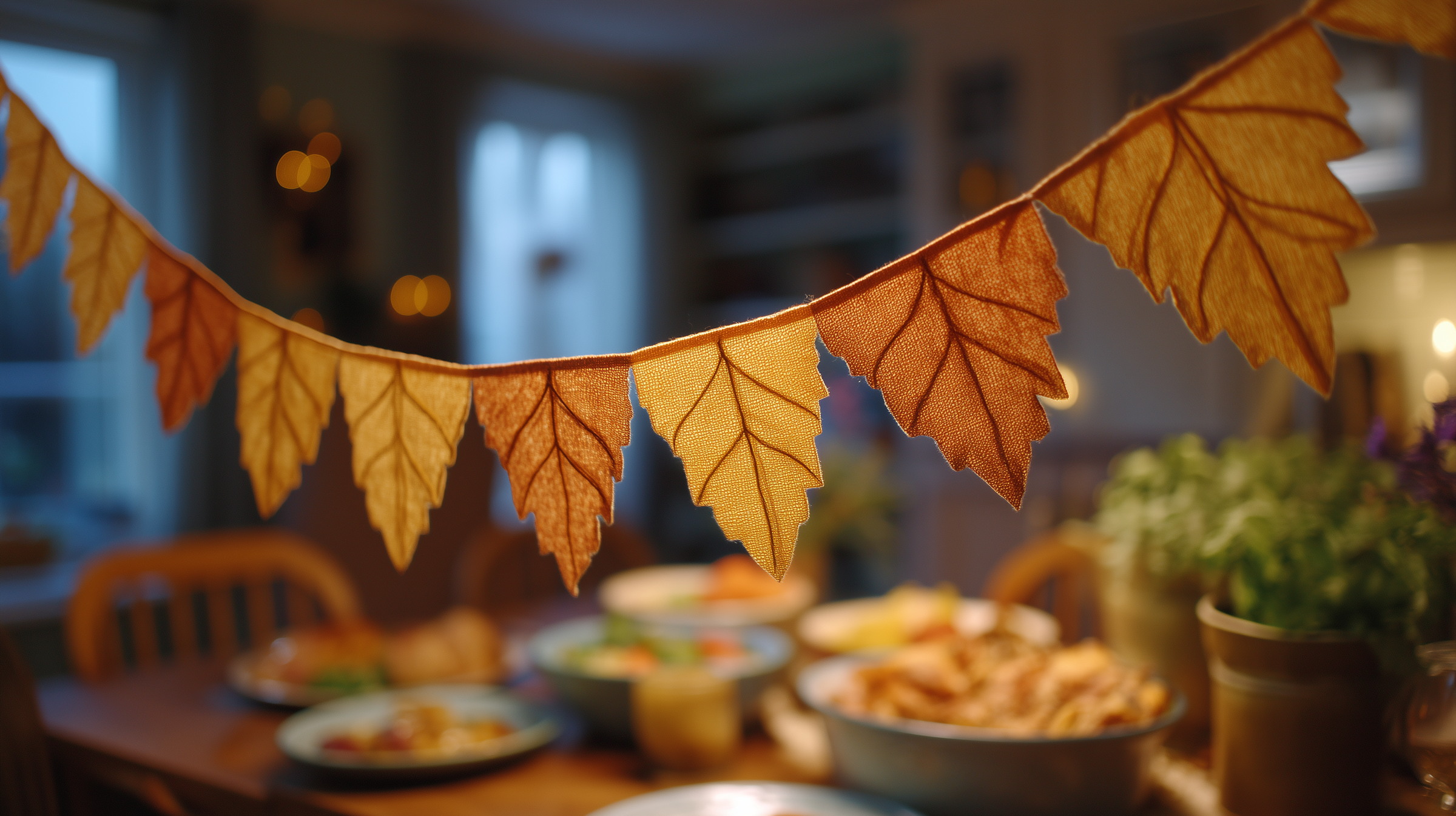 Festive fabric with a dinner table on the background | Source: Midjourney