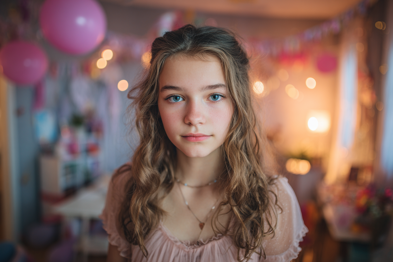 A girl looking straight ahead | Source: Midjourney
