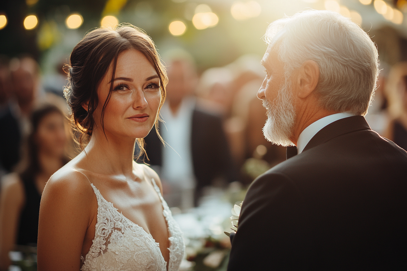 Bride bonding with her dad | Source: Midjourney