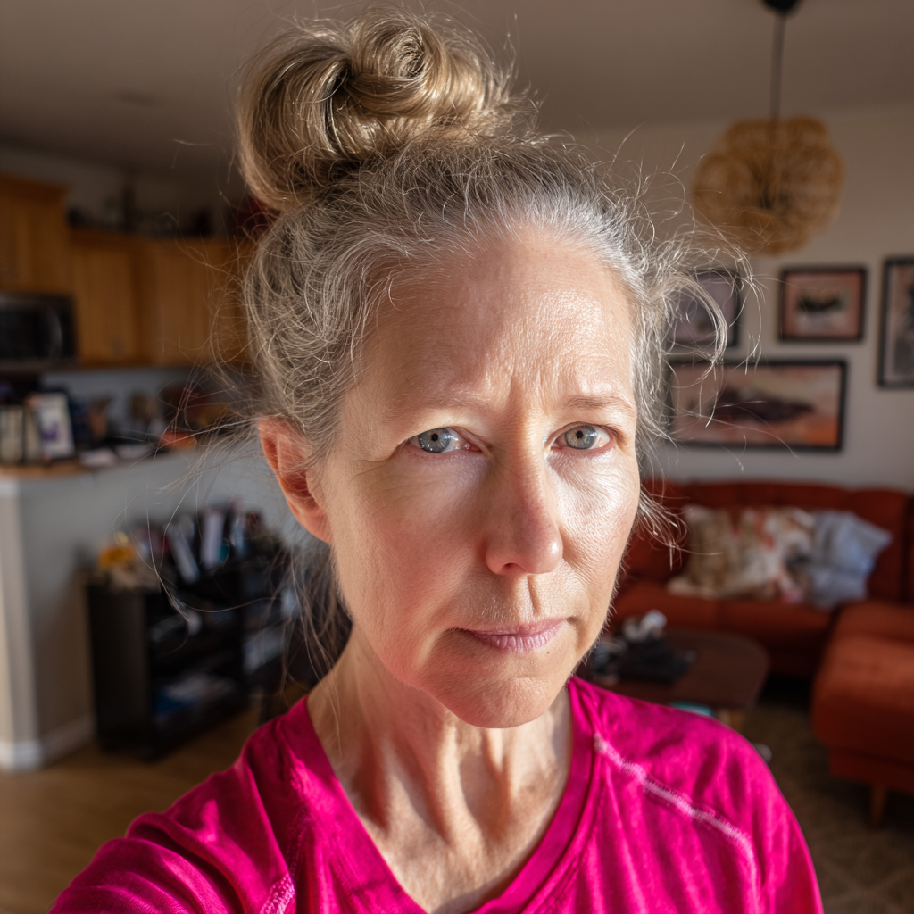 A close up of an older woman wearing pink | Source: Midjourney