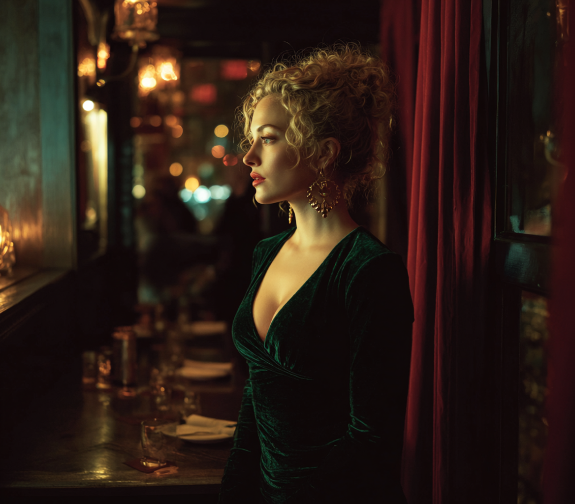 A woman wearing a velvet dress | Source: Midjourney