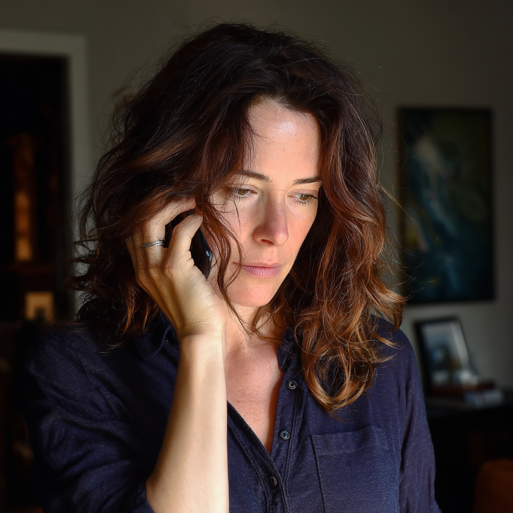 A woman talking on a phone | Source: Midjourney