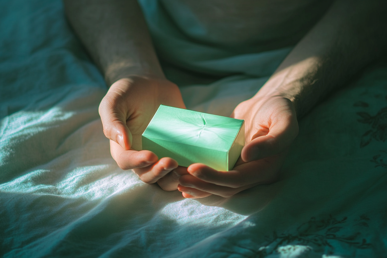 A man holding a green box | Source: Midjourney