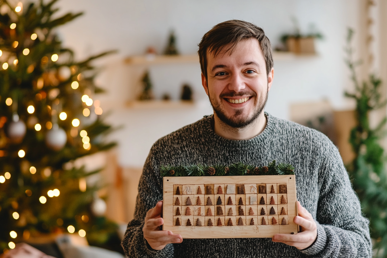 A man holding an advent calendar | Source: Midjourney