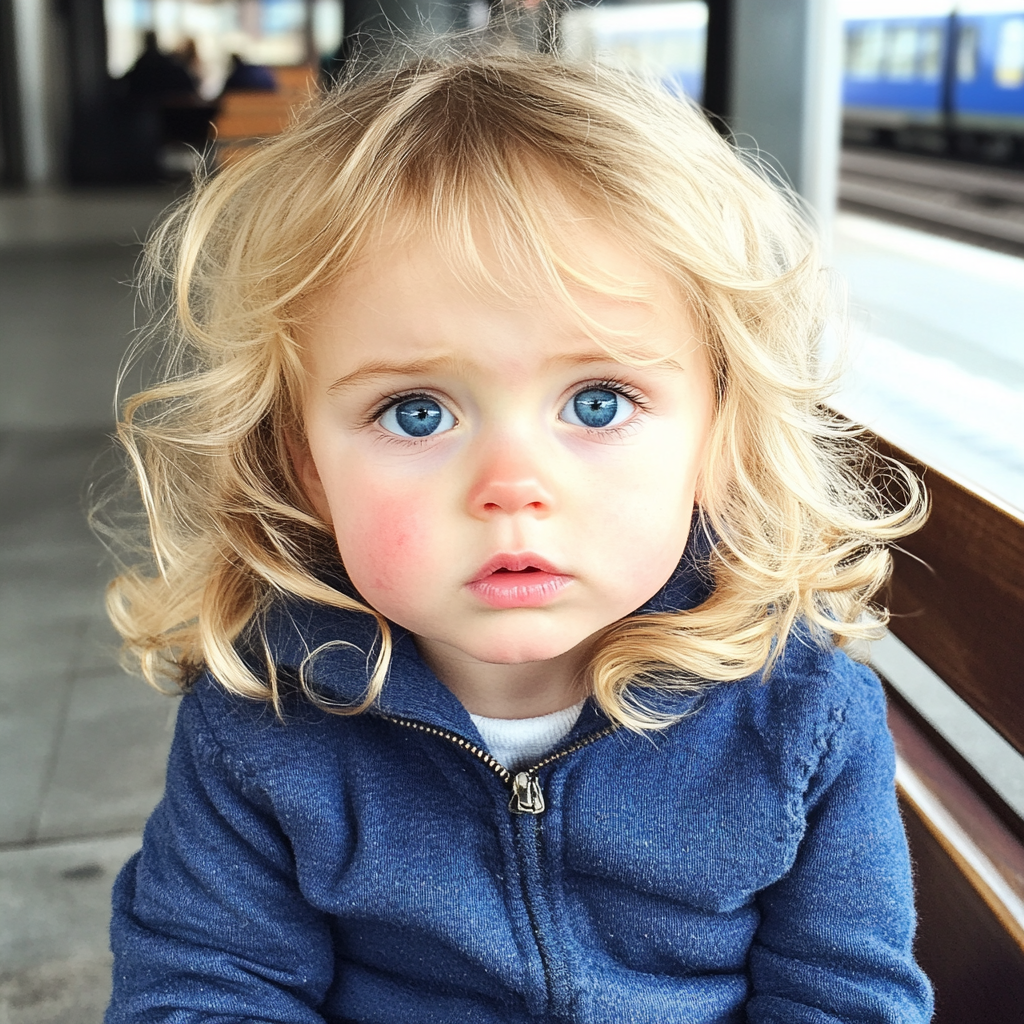 A little girl sitting on a bench | Source: Midjourney