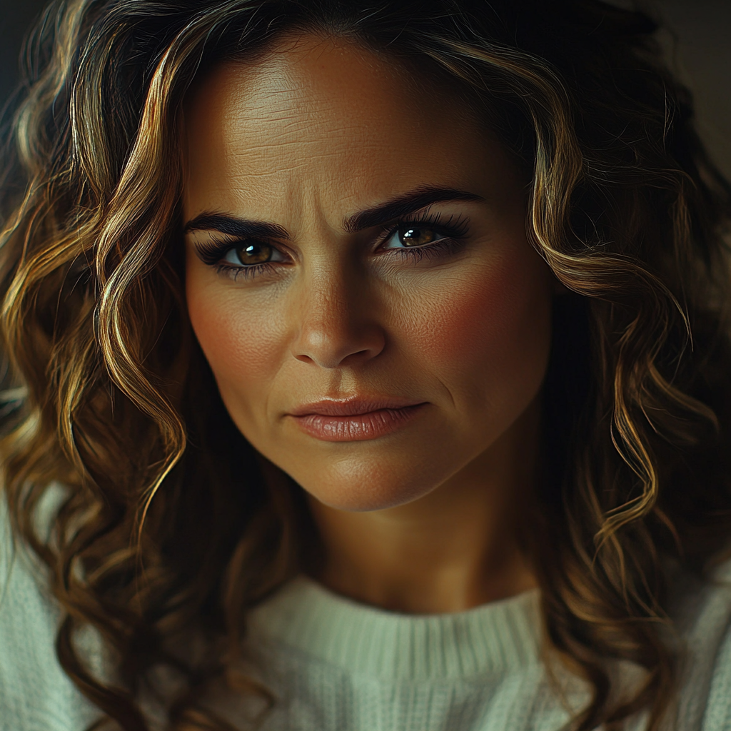 Close-up shot of an emotional woman talking to someone | Source: Midjourney