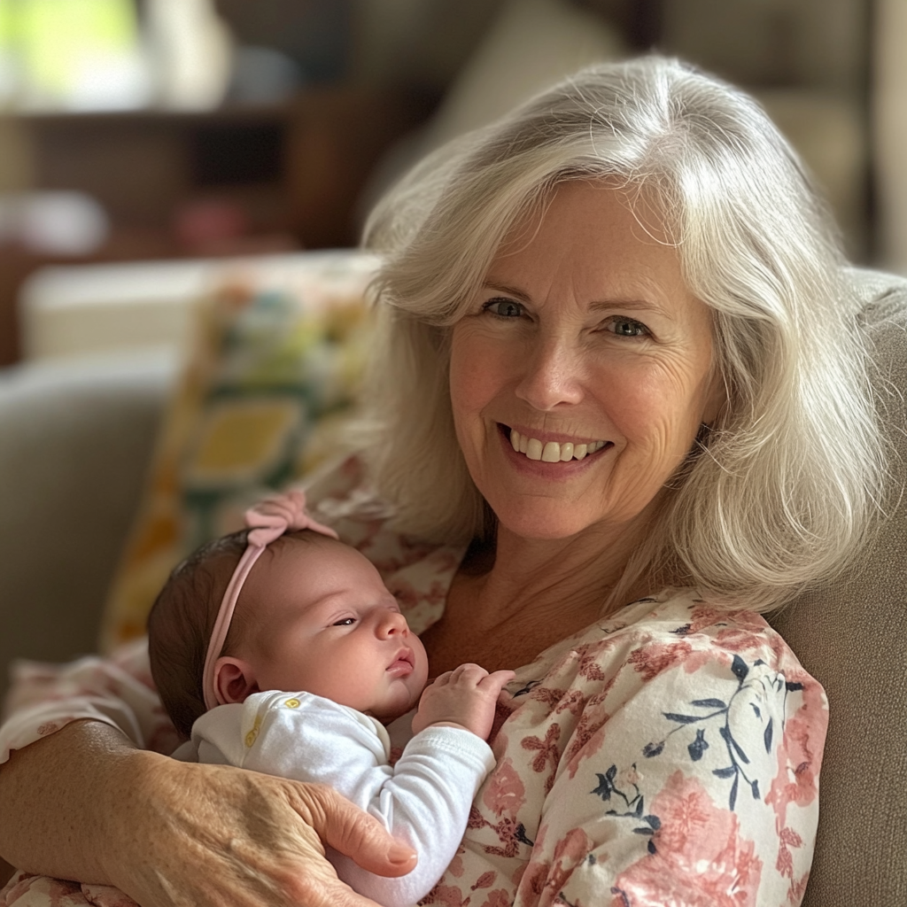 A woman holding a baby girl | Source: Midjourney