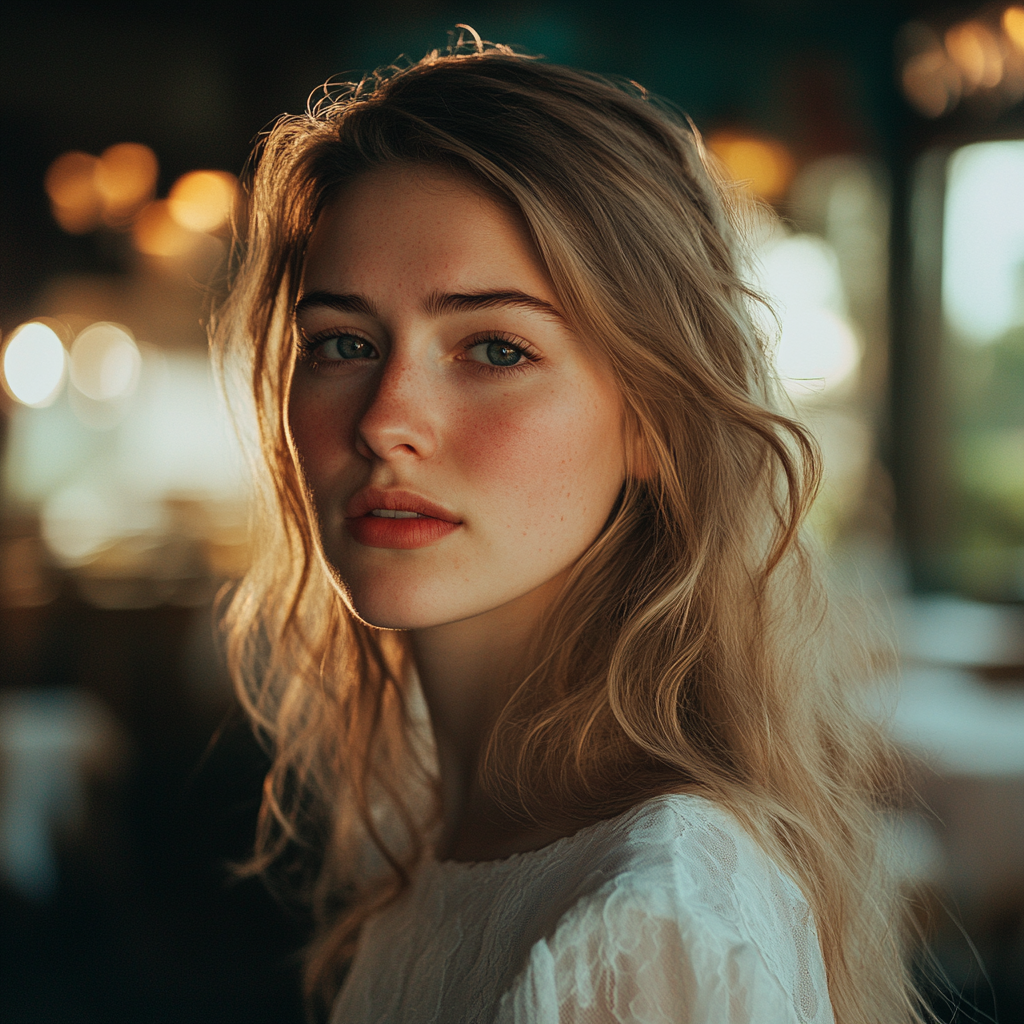 A woman in a restaurant | Source: Midjourney