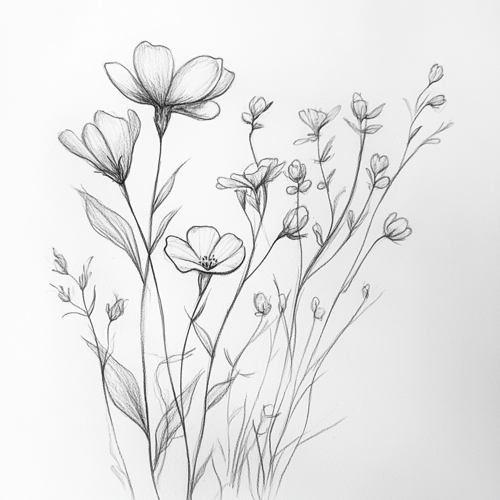 Un dessin de fleurs | Source : Midjourney