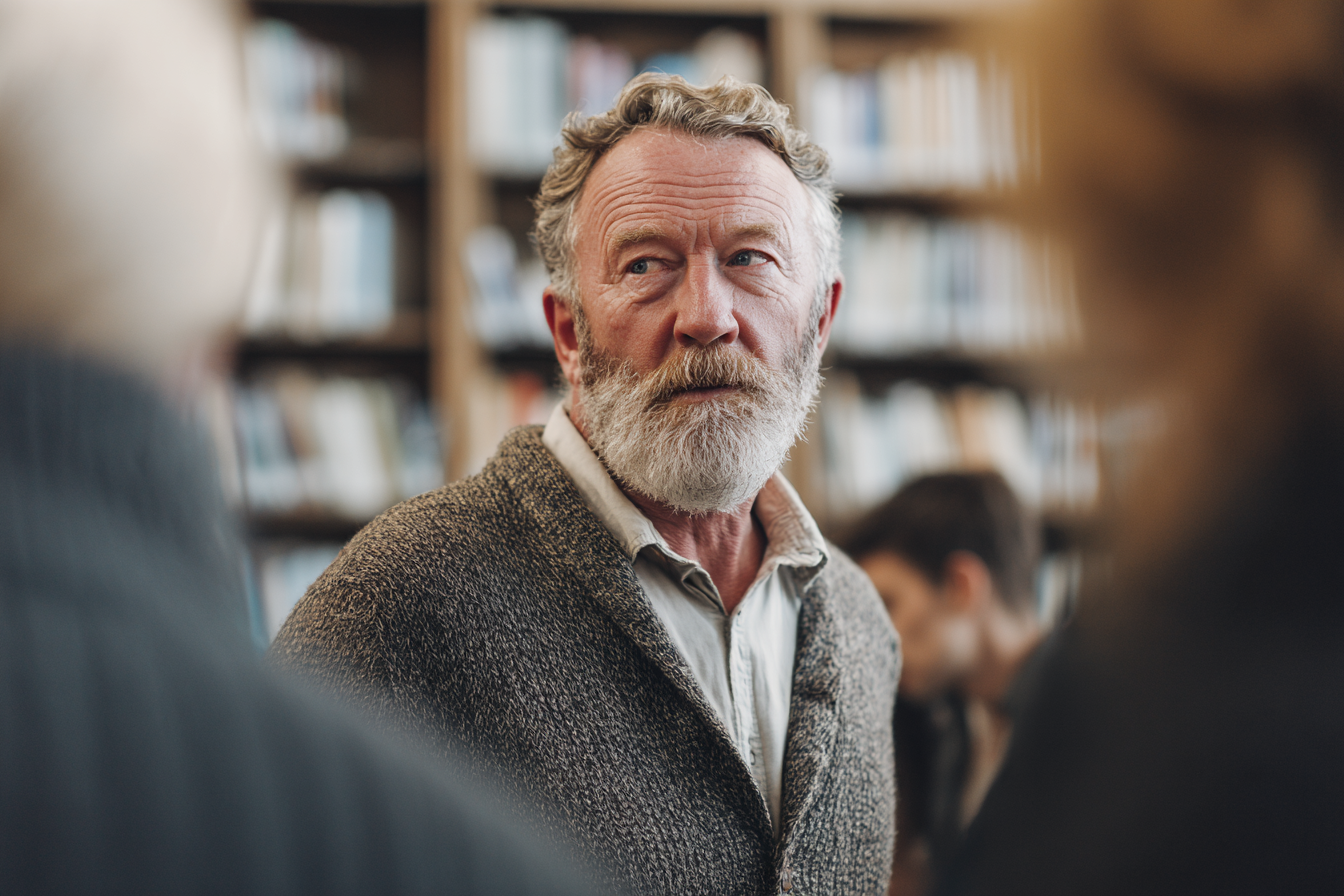 A man talking to people | Source: Midjourney
