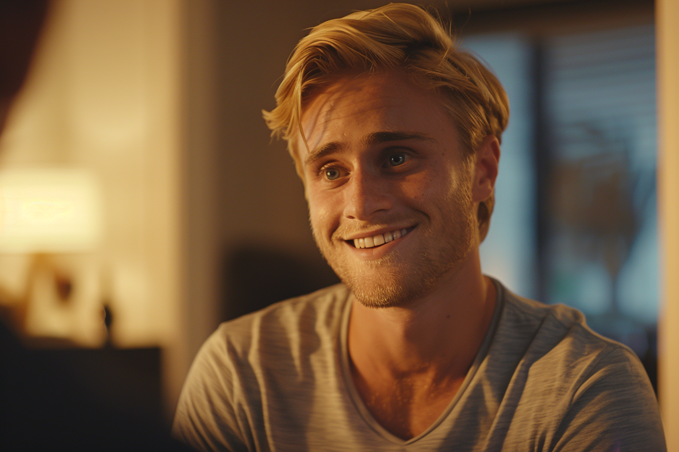 A man smiling while talking | Source: Midjourney