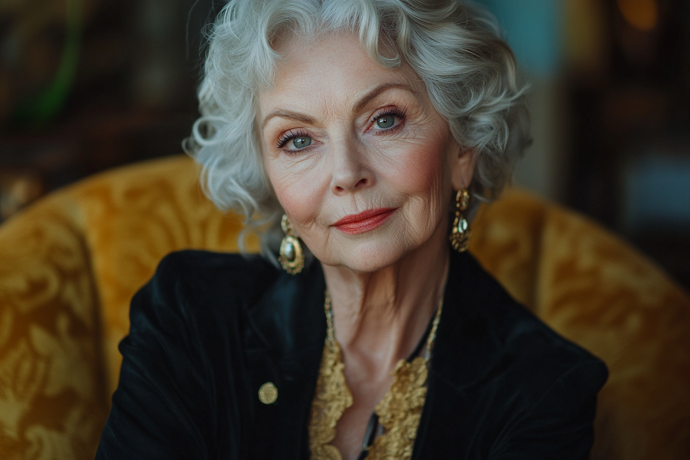 A senior woman with a fake smile | Source: Midjourney