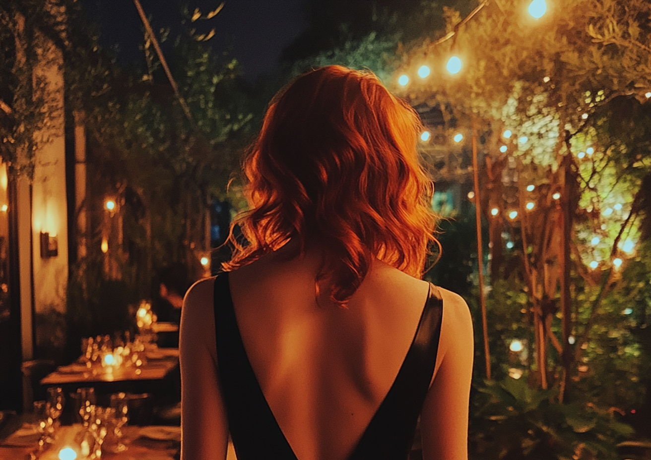 A woman walking out of a restaurant | Source: Midjourney