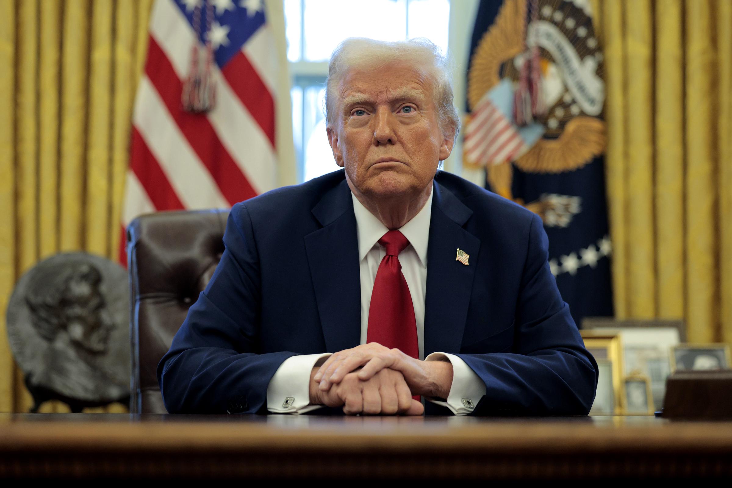 President Donald Trump during a discussion with reporters in Washington, D.C., on January 30, 2025 | Source: Getty Images