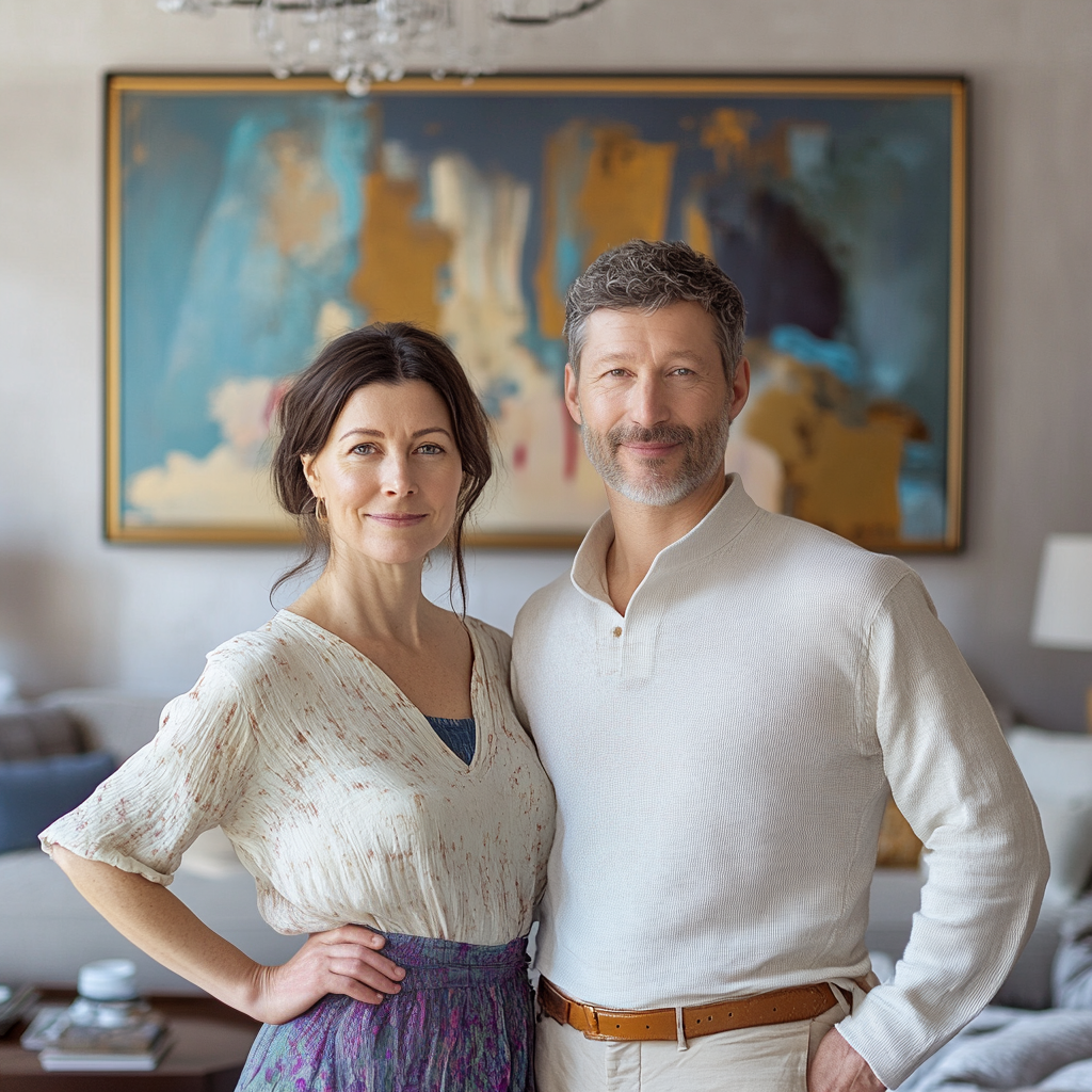 A couple standing in their house | Source: Midjourney