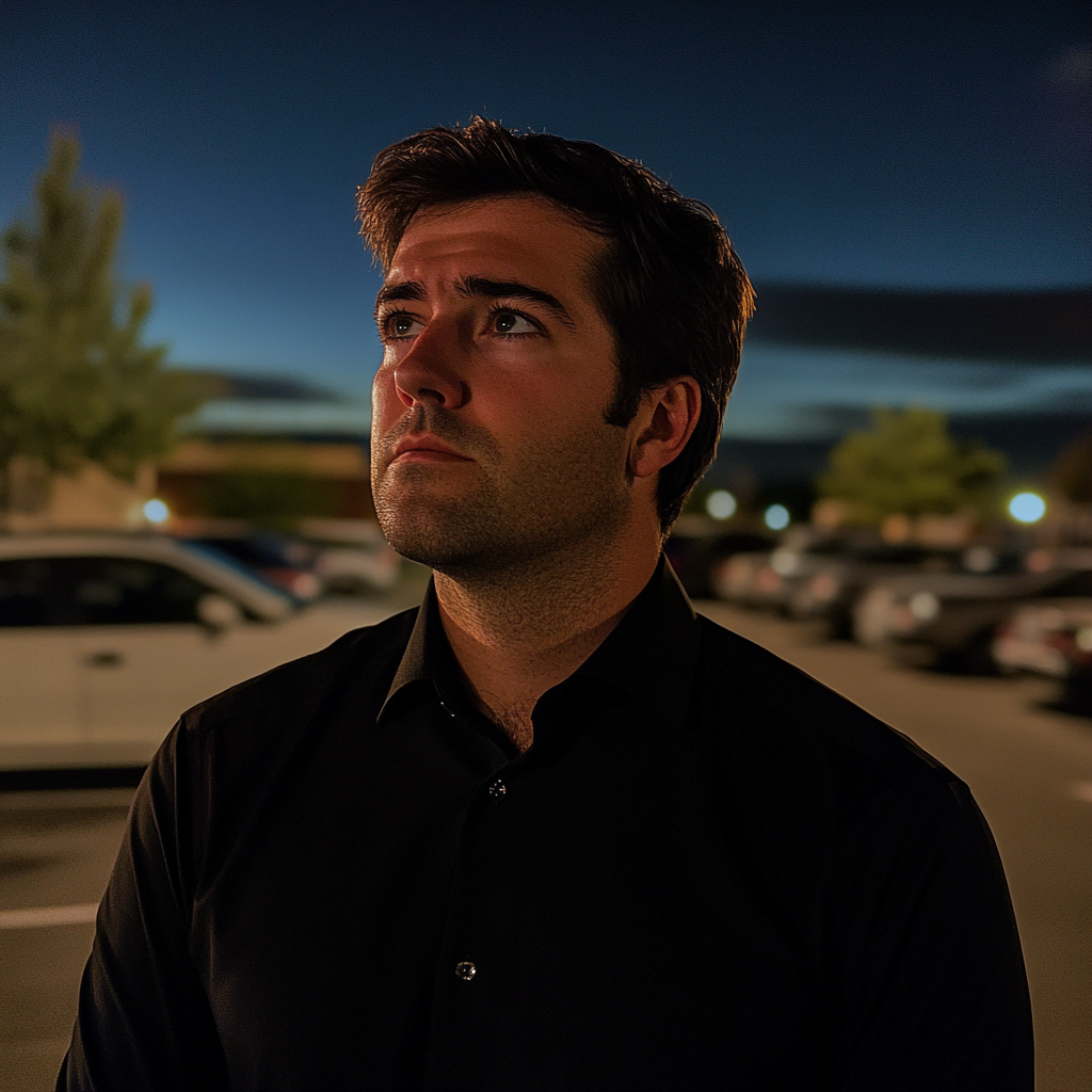A man standing in a parking lot | Source: Midjourney