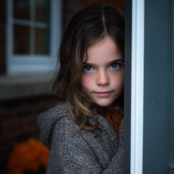 A young girl standing at the door | Source: Midjourney