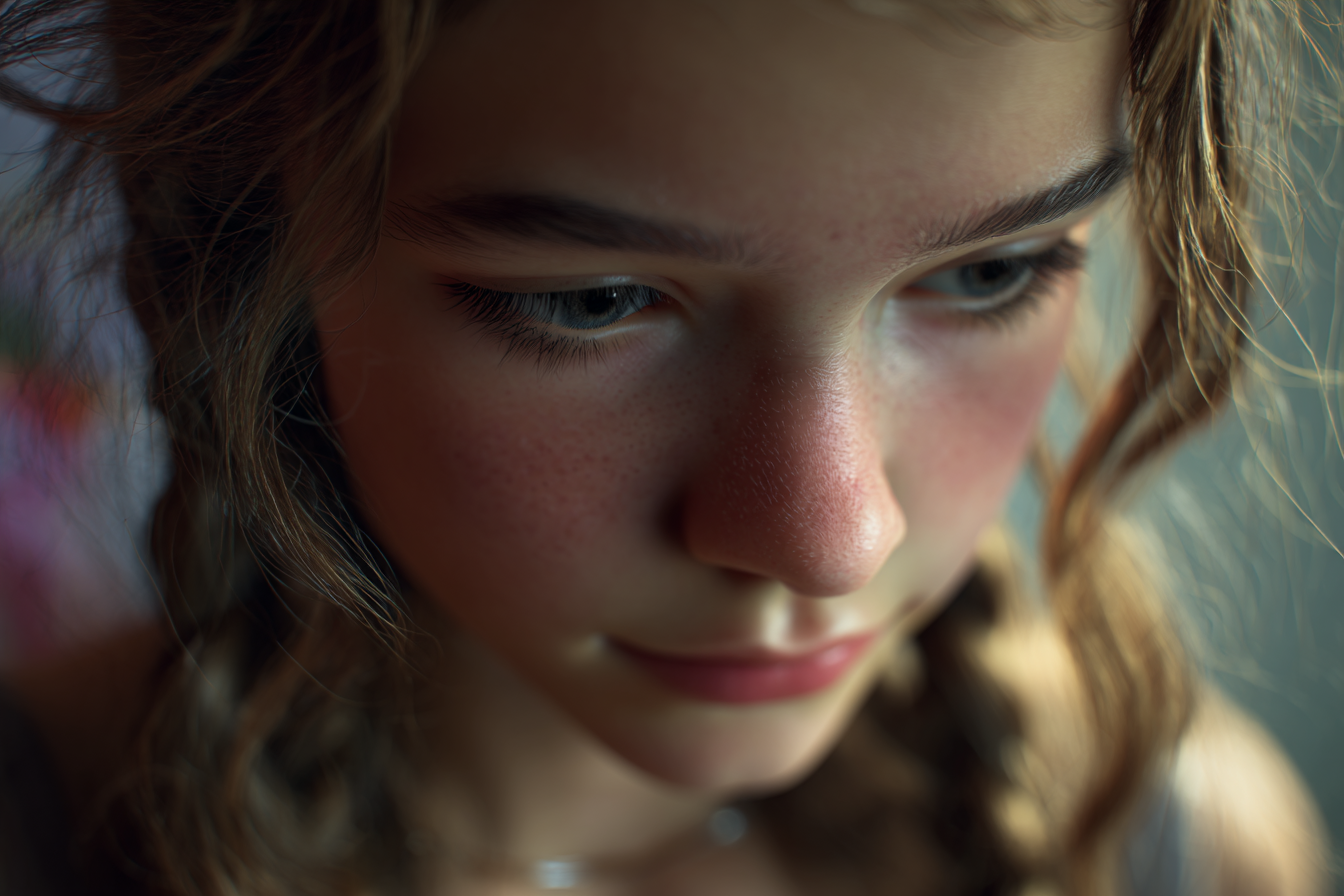 A close-up shot of a girl's face | Source: Midjourney