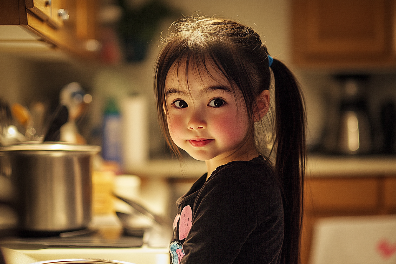 A girl cleaning a kitchen | Source: Midjourney