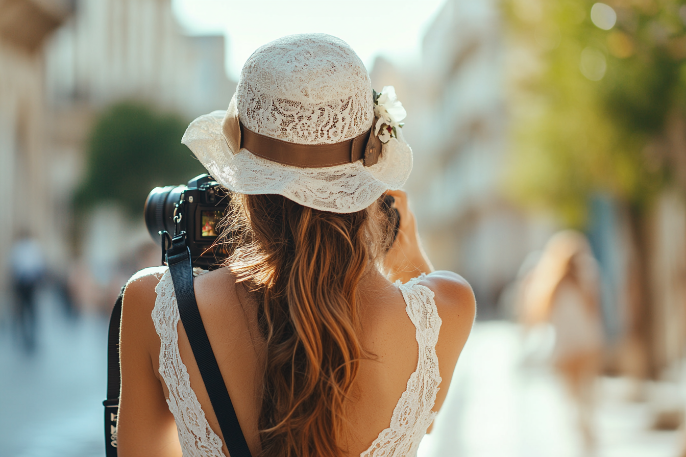 Mujer capturando momentos en una boda | Fuente: Midjourney