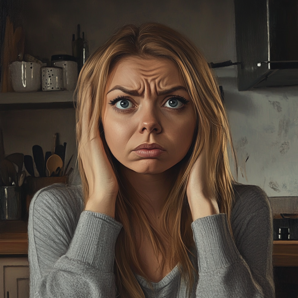 A woman sitting at a kitchen table | Source: Midjourney