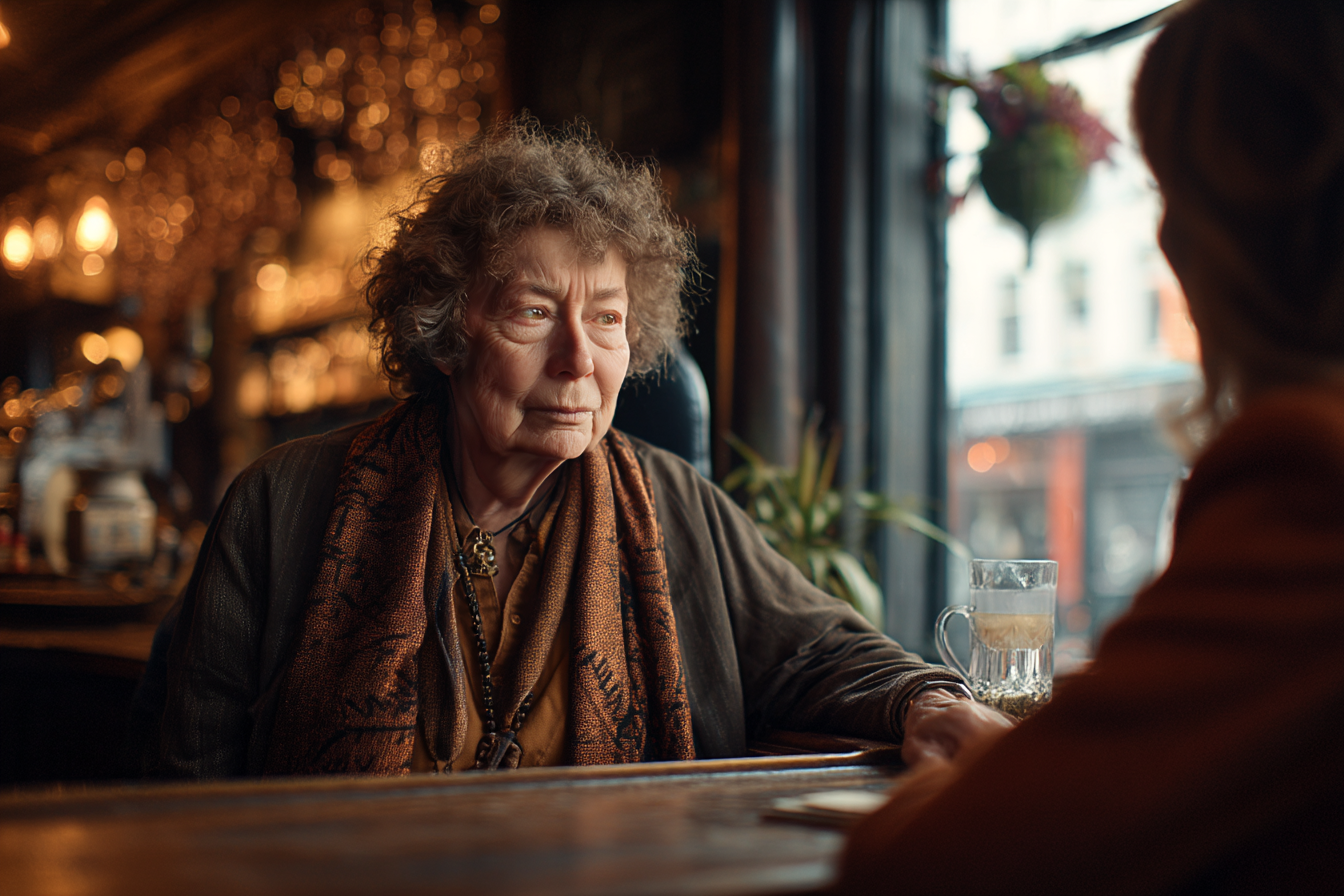 An older woman in a café | Source: Midjourney