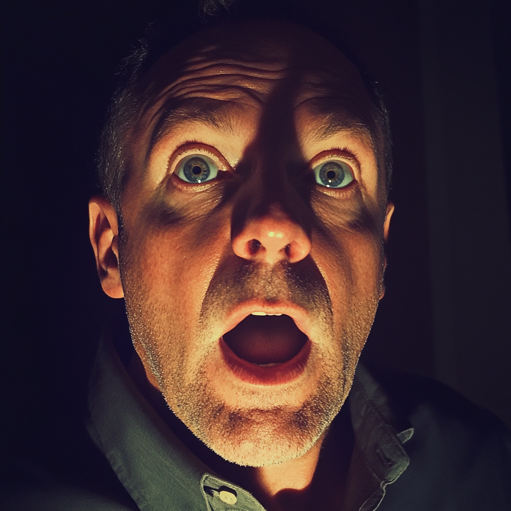 A close up of a shocked man | Source: Midjourney