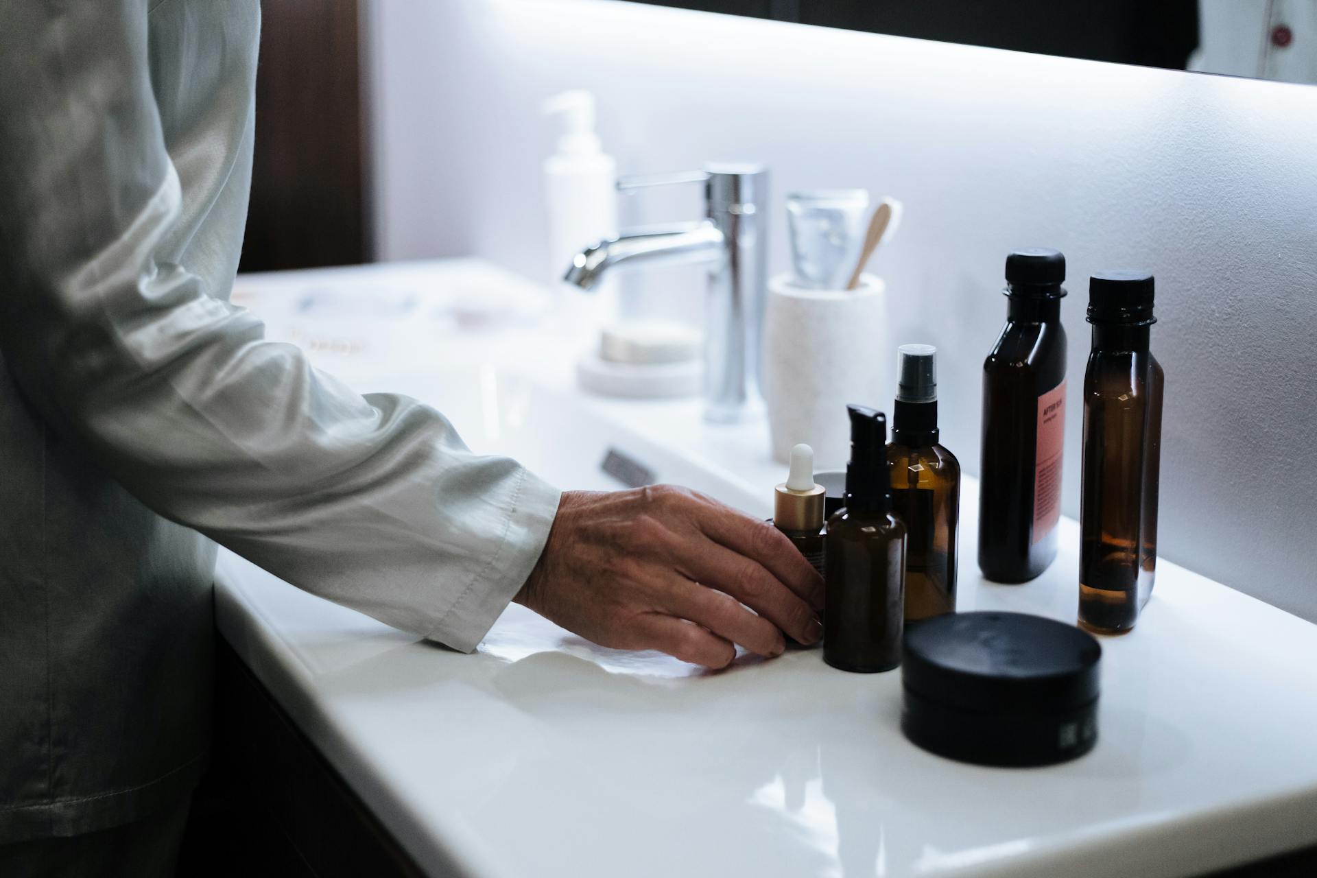 Skincare products on the sink | Source: Pexels