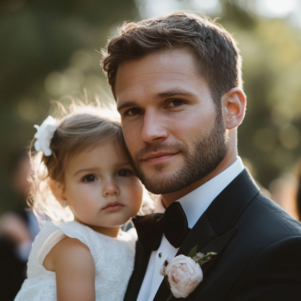 A man holding his daughter | Source: Midjourney