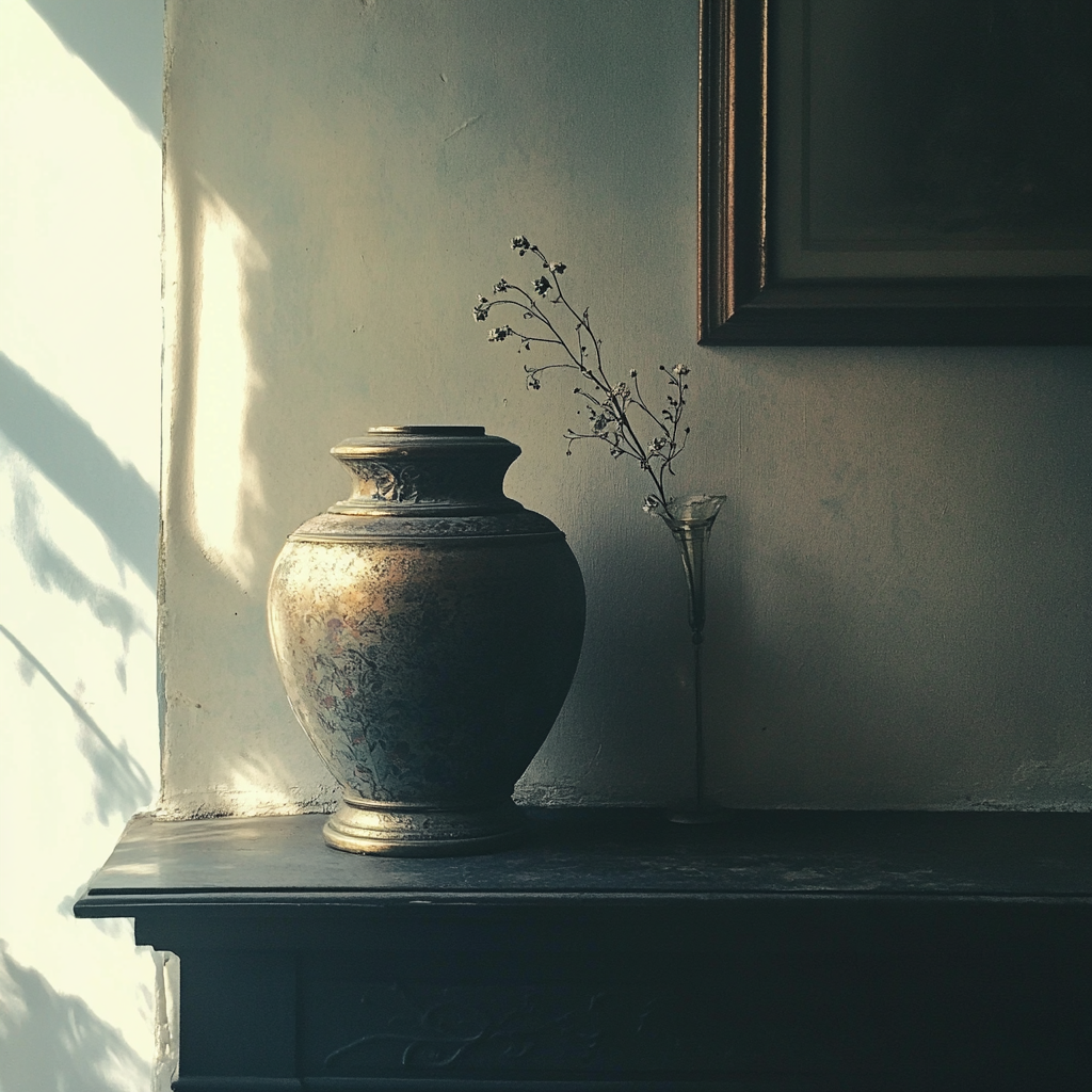 An urn on a mantle | Source: Midjourney