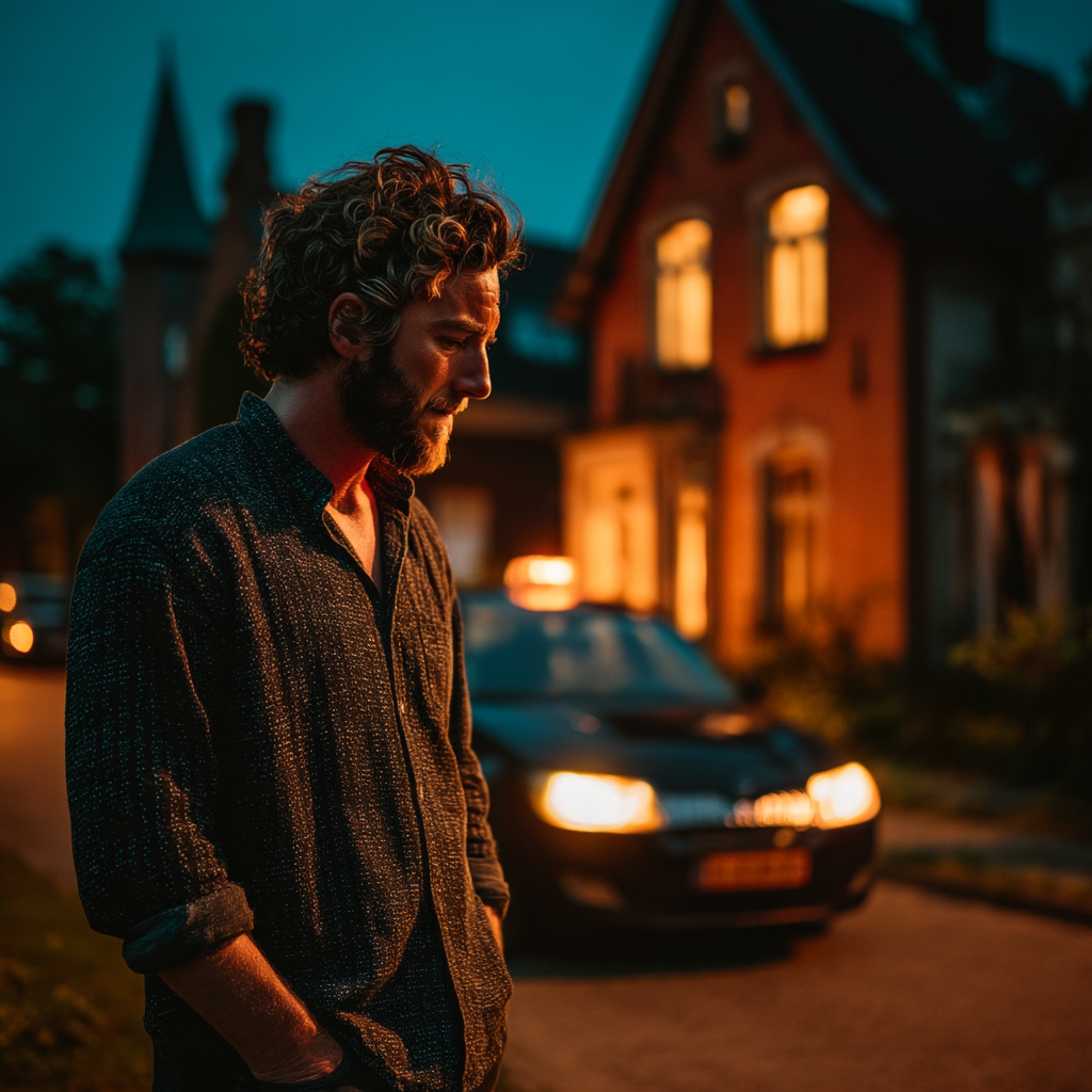 A sad man standing by a curb | Source: Midjourney