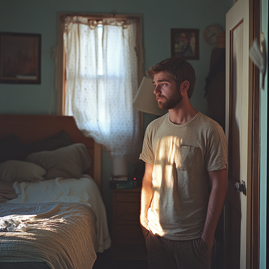 A man standing in a bedroom | Source: Midjourney