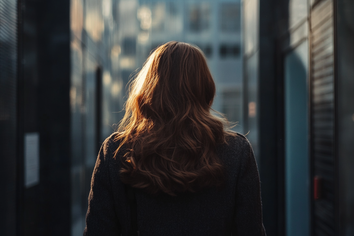 A woman walking in an alley | Source: Midjourney