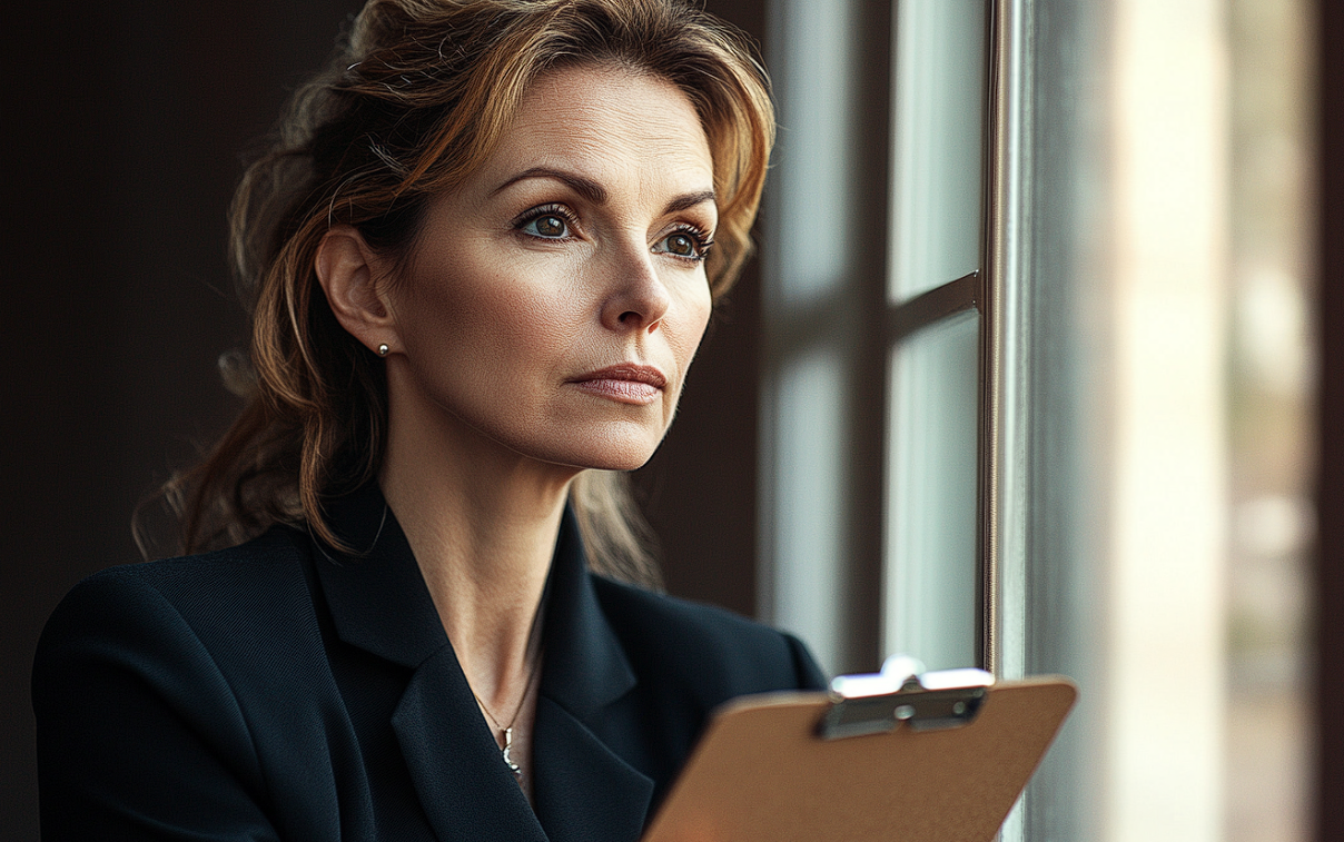 A woman looking out a window | Source: Midjourney