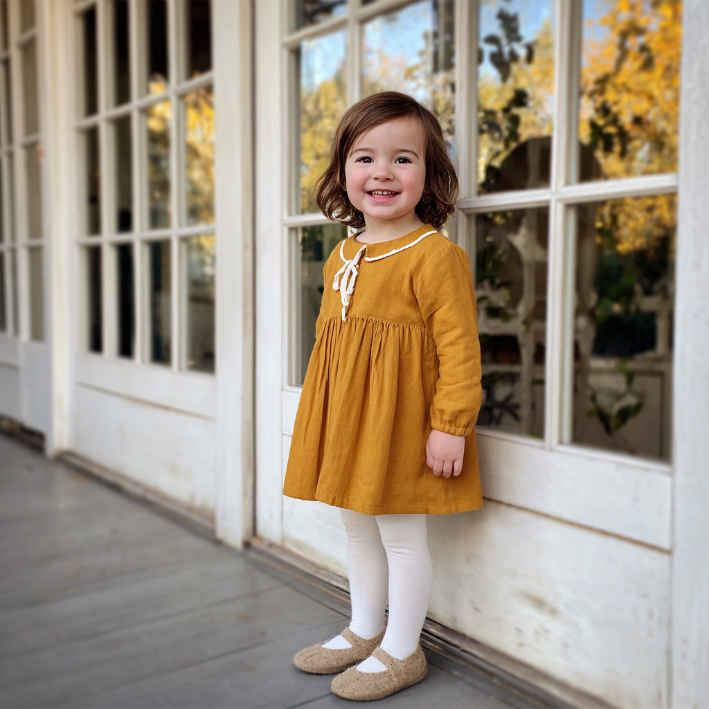 A smiling little girl standing outside | Source: Midjourney