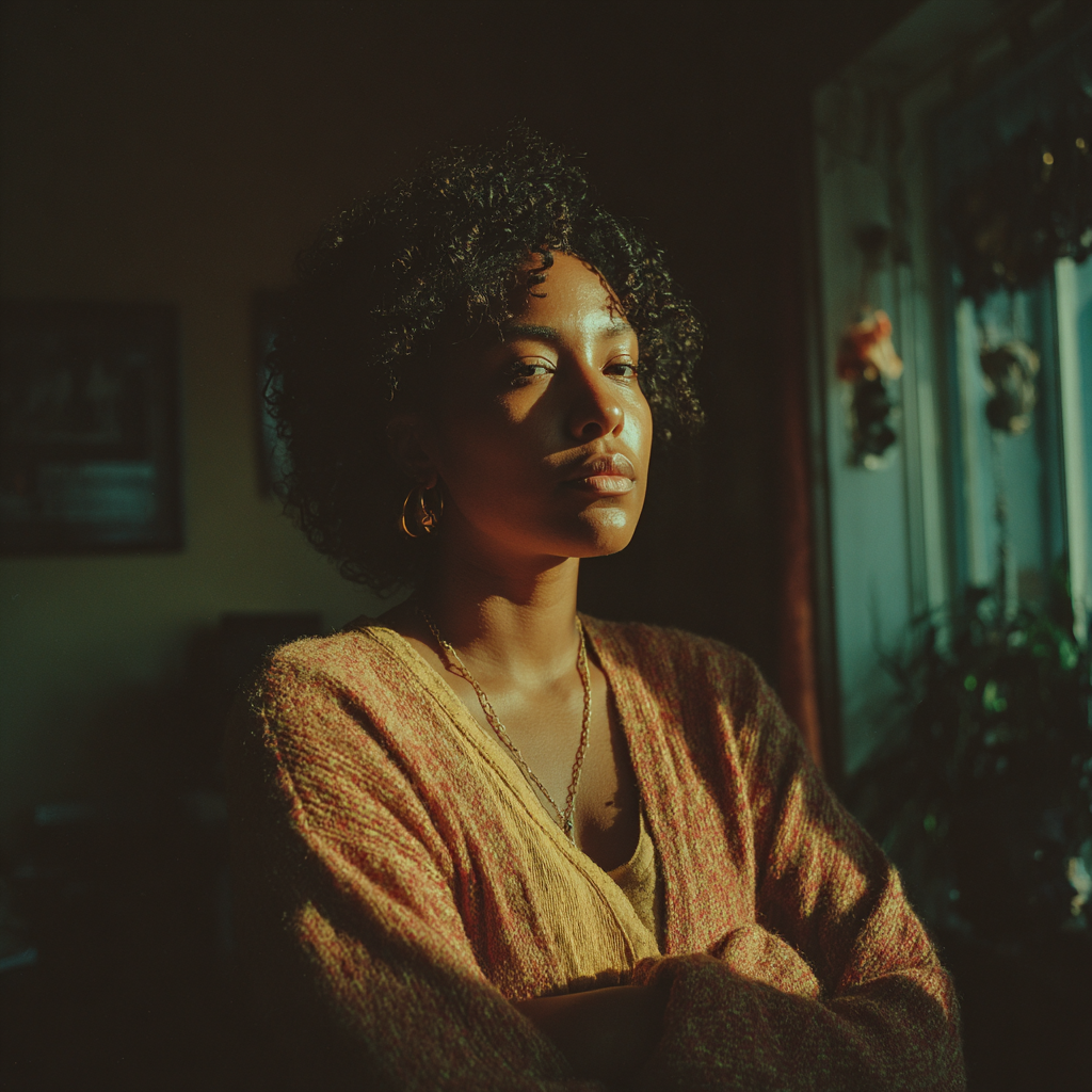 A serious woman with arms folded | Source: Midjourney