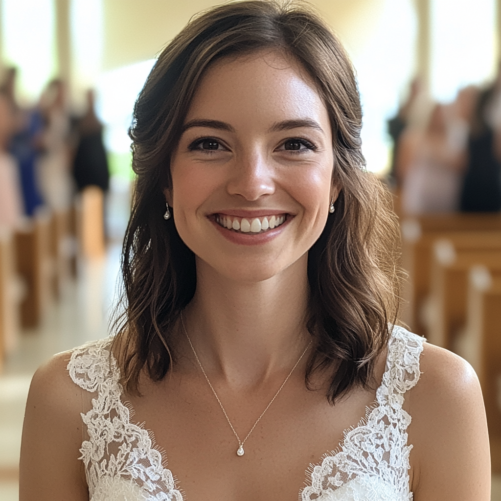 A beautiful and smiling bride | Source: Midjourney