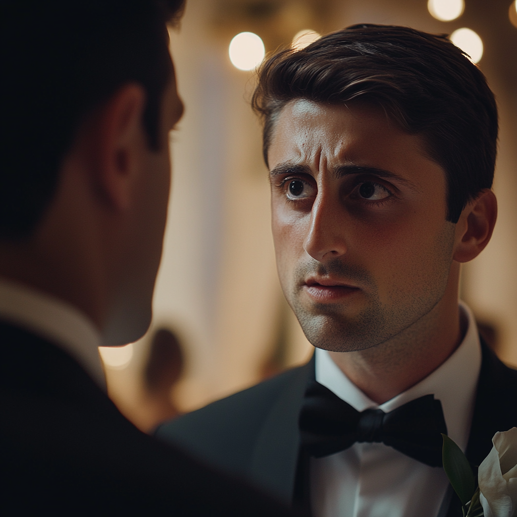 A groom talking to his brother | Source: Midjourney