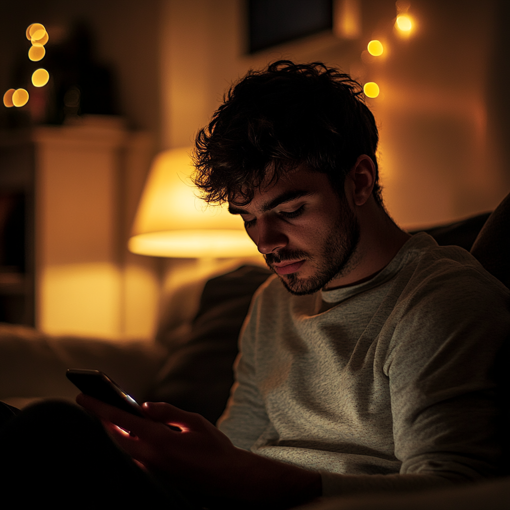 A serious man on his phone | Source: Midjourney