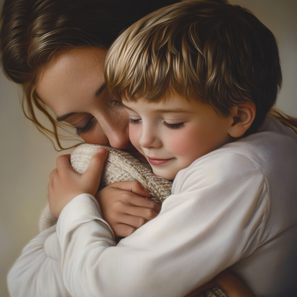 A young boy hugging his mom | Source: Midjourney