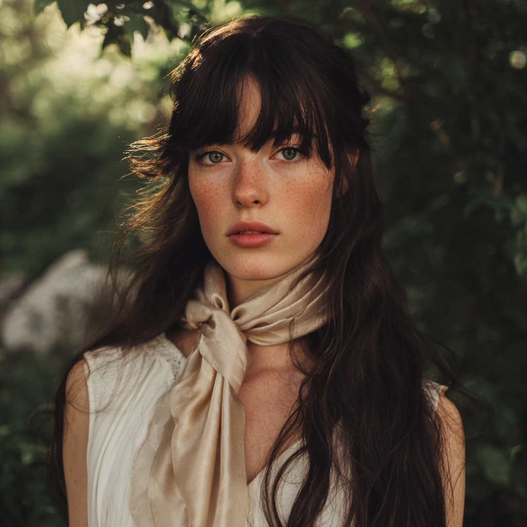 A close up of a woman wearing a white dress | Source: Midjourney