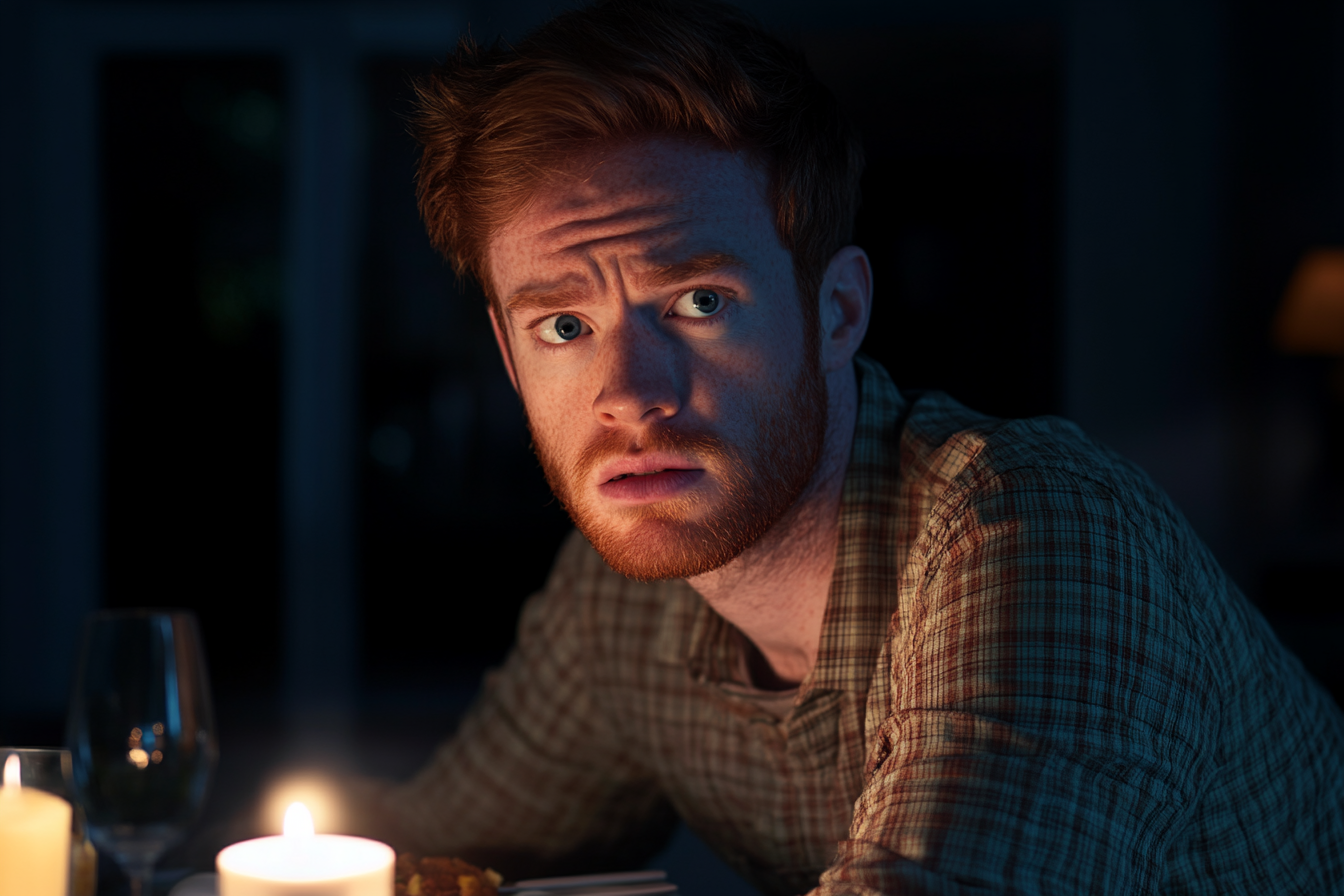 Un homme assis pour dîner | Source : Midjourney