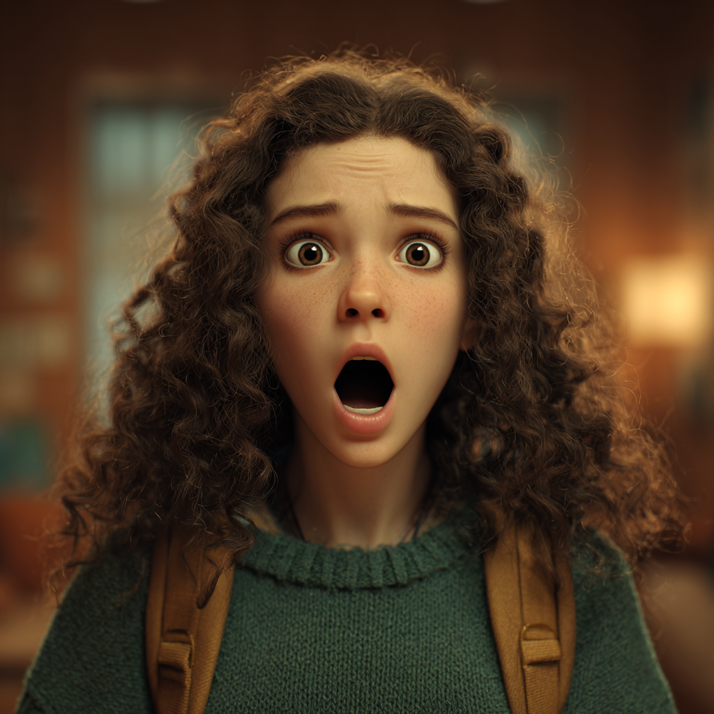 A startled girl | Source: Midjourney
