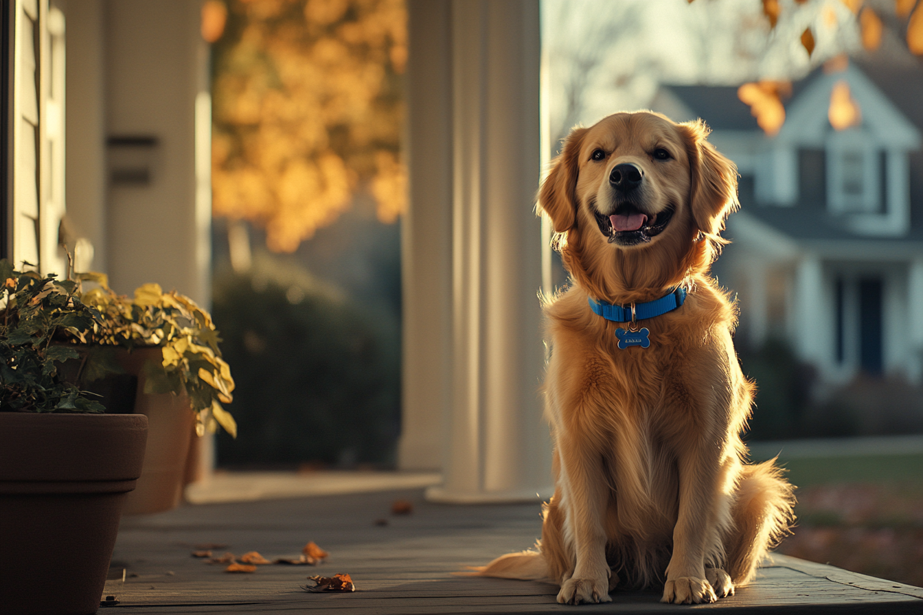A dog with a blue collar | Source: Midjourney